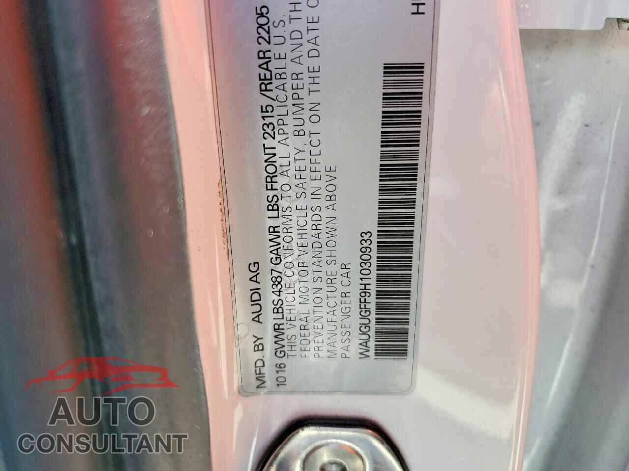 AUDI A3 2017 - WAUGUGFF9H1030933
