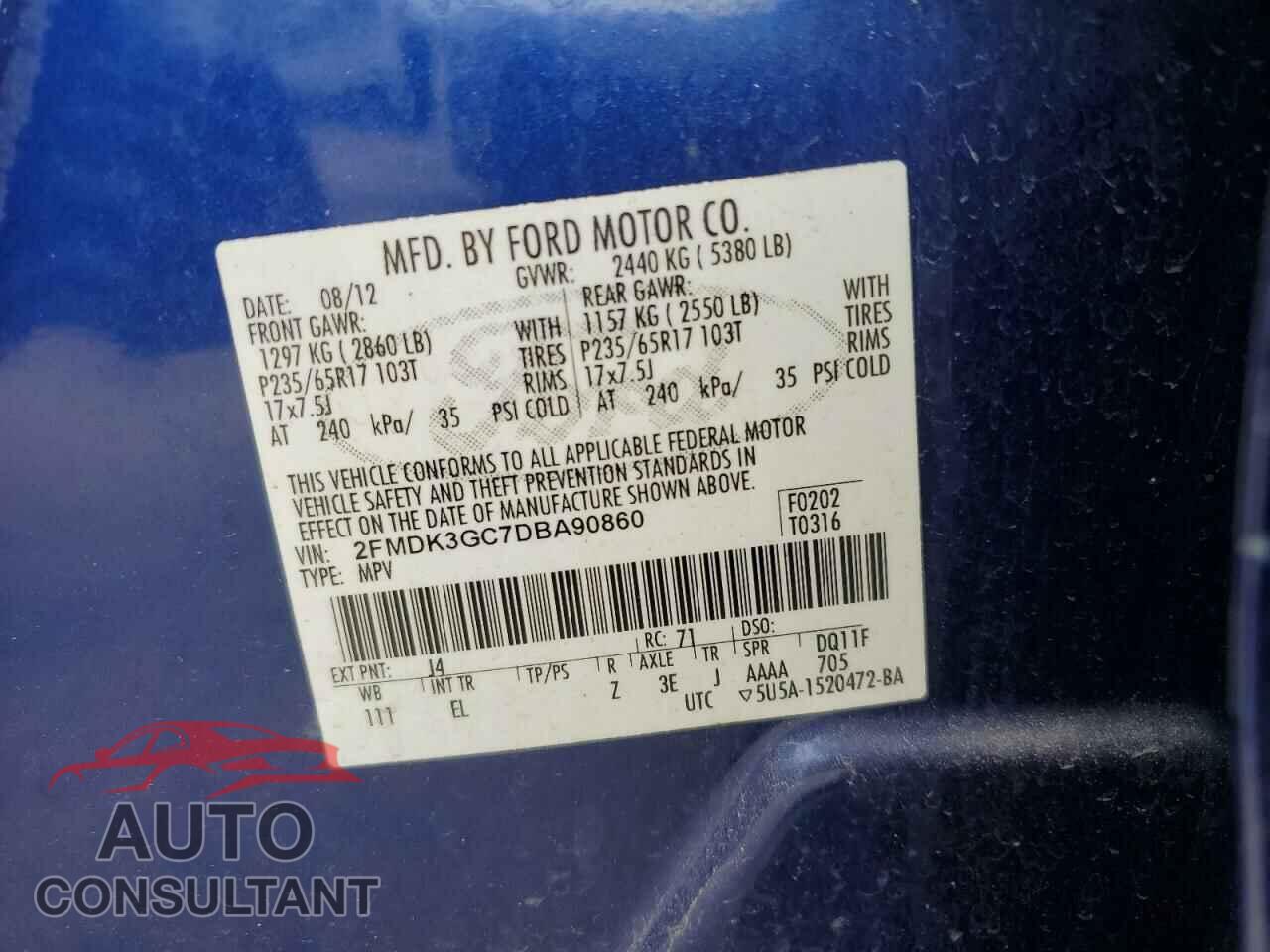 FORD EDGE 2013 - 2FMDK3GC7DBA90860