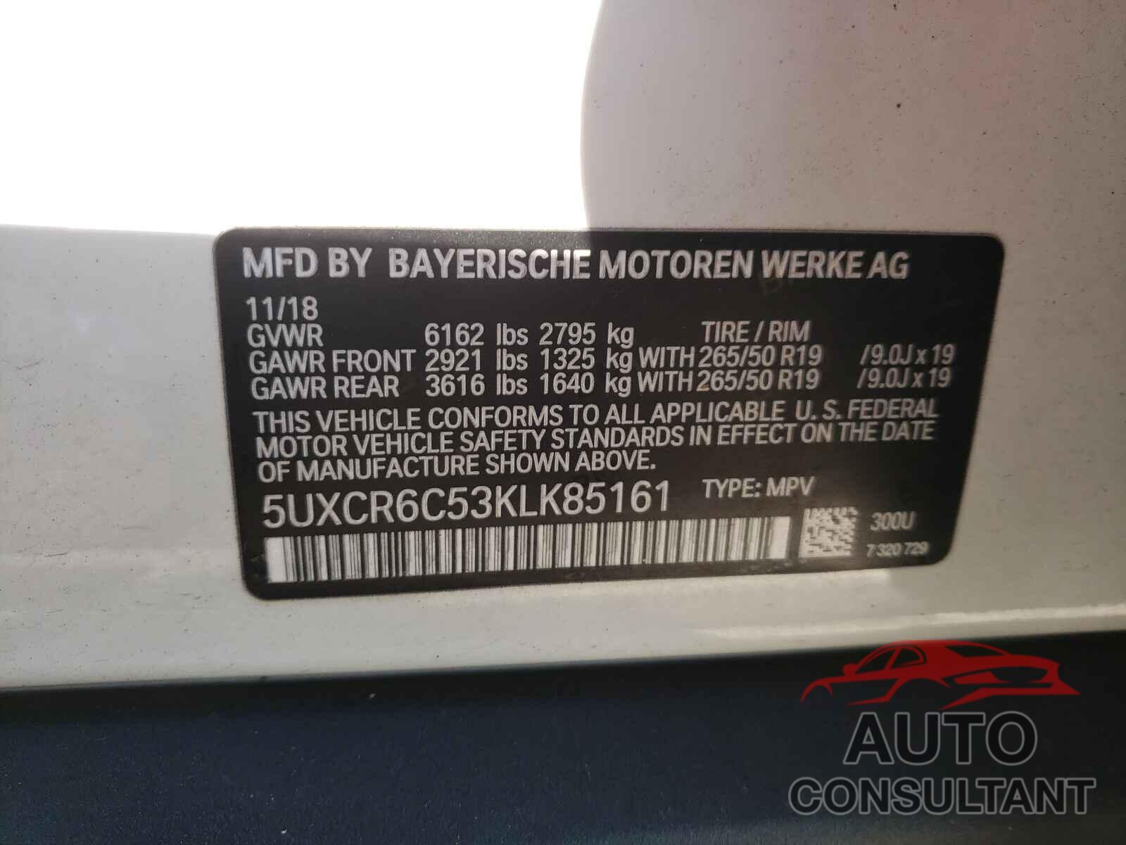 BMW X5 2019 - 5UXCR6C53KLK85161