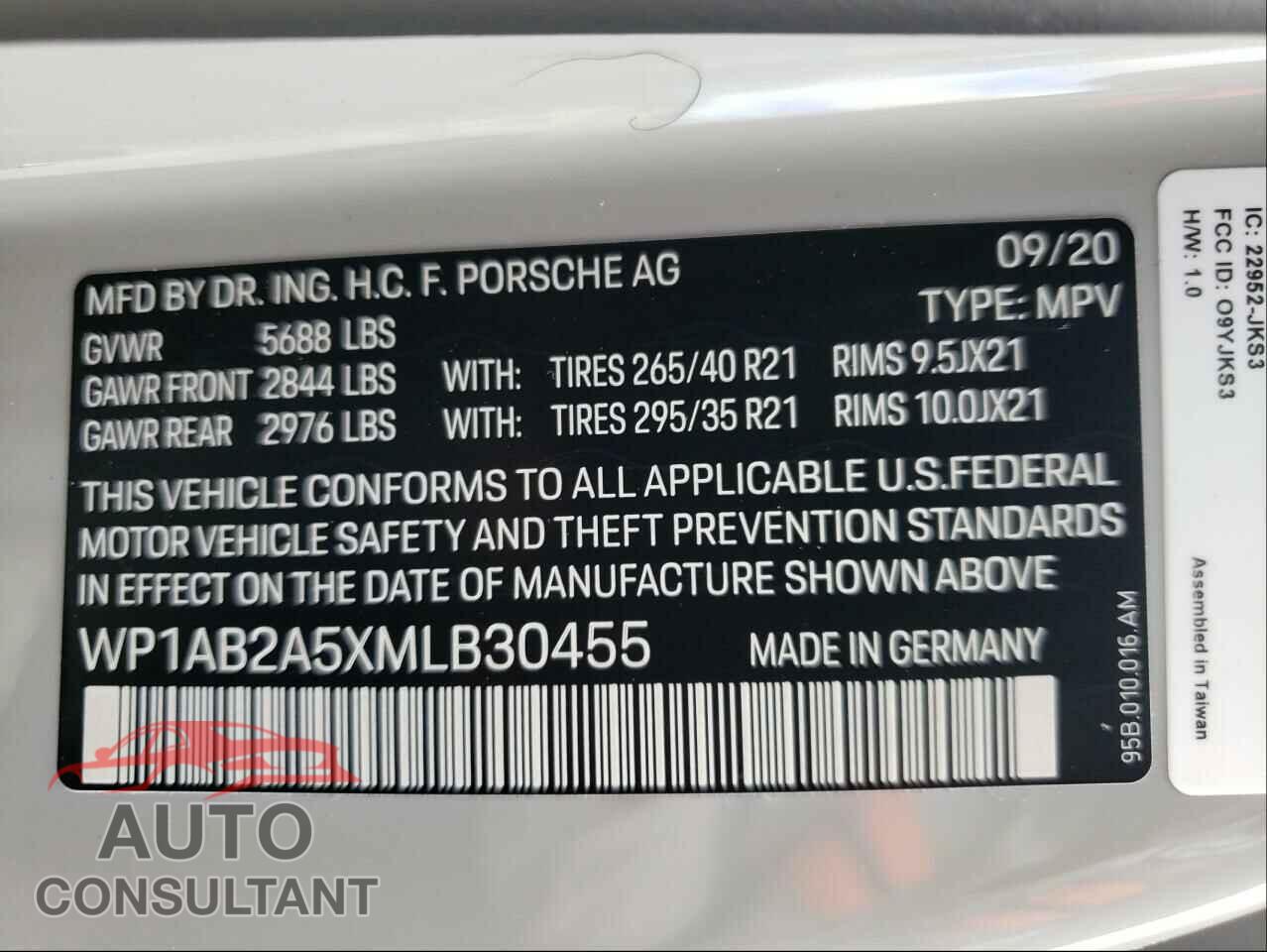 PORSCHE MACAN 2021 - WP1AB2A5XMLB30455