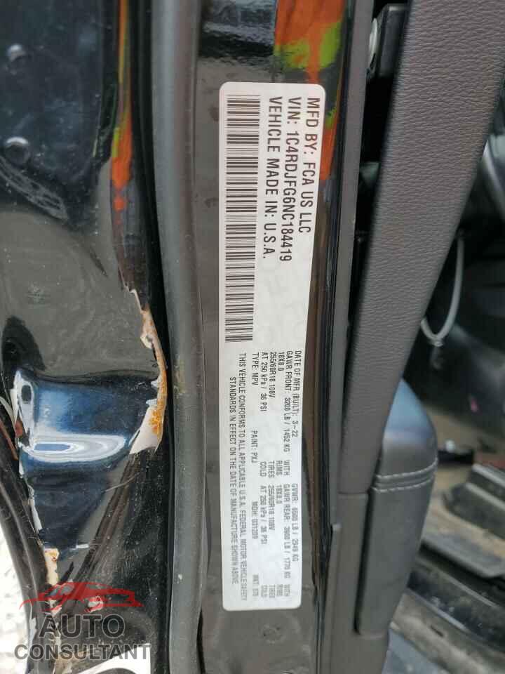 DODGE DURANGO 2022 - 1C4RDJFG6NC184419