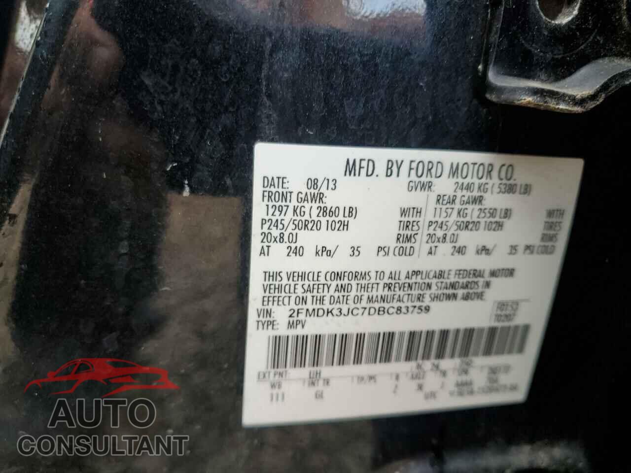 FORD EDGE 2013 - 2FMDK3JC7DBC83759
