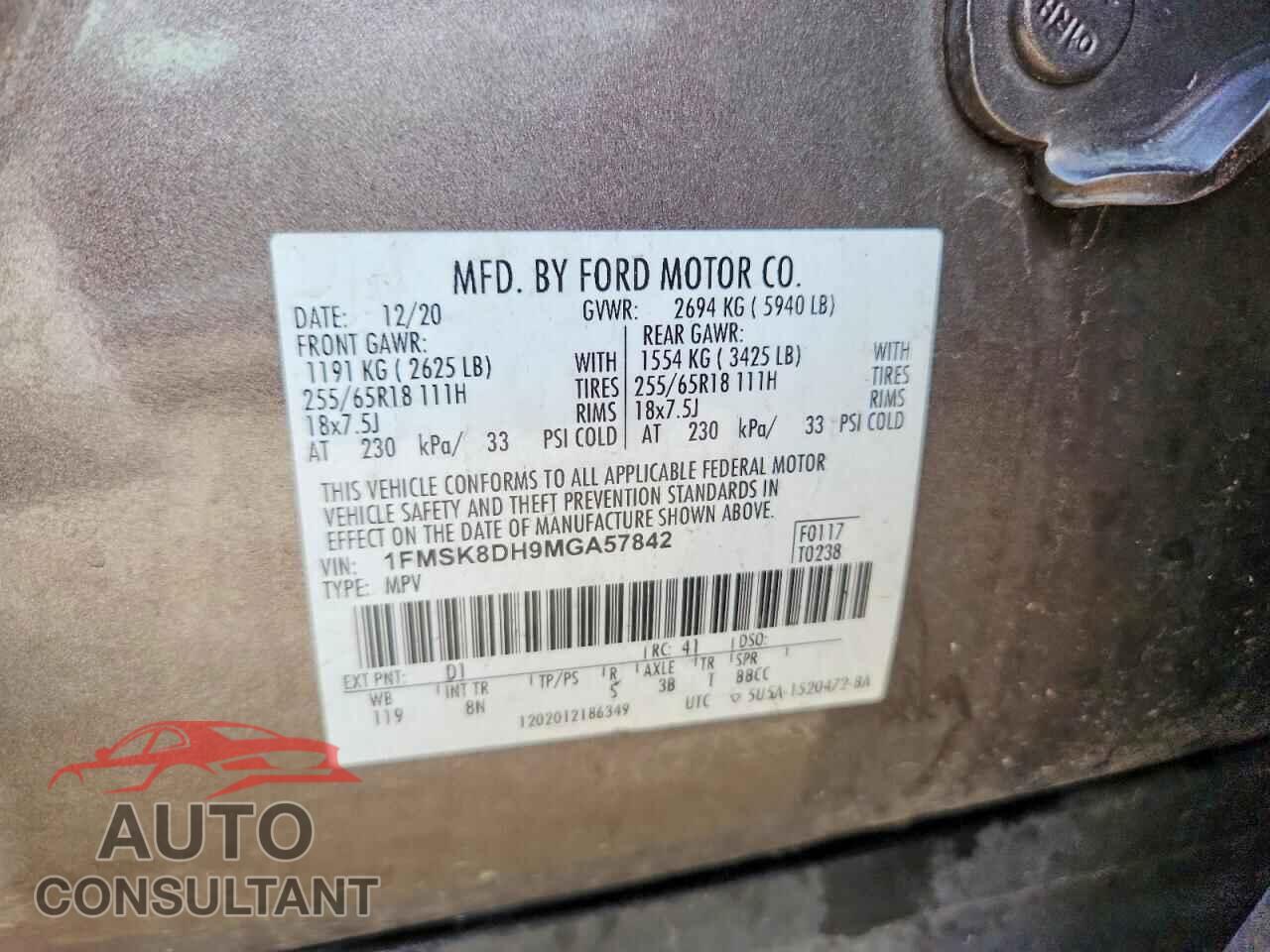 FORD EXPLORER 2021 - 1FMSK8DH9MGA57842