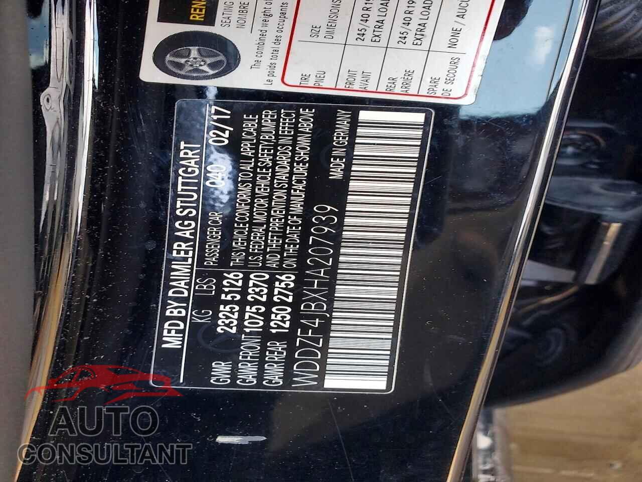 MERCEDES-BENZ E-CLASS 2017 - WDDZF4JBXHA207939