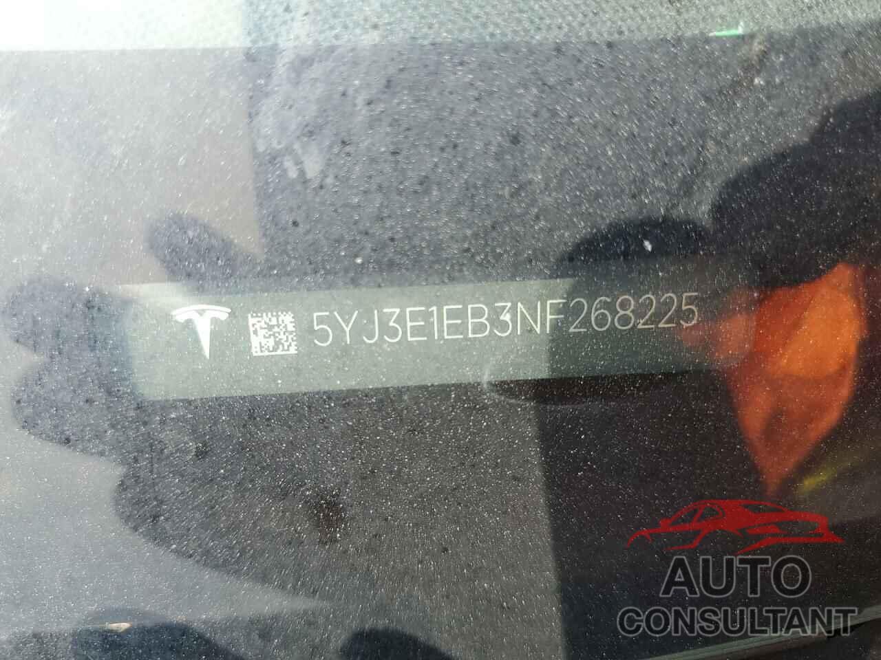TESLA MODEL 3 2022 - 5YJ3E1EB3NF268225