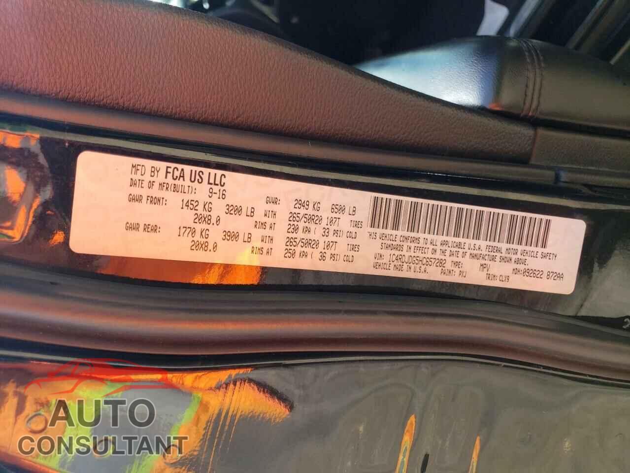 DODGE DURANGO 2017 - 1C4RDJDG5HC657282