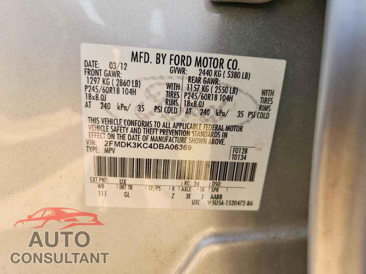 FORD EDGE 2013 - 2FMDK3KC4DBA06369