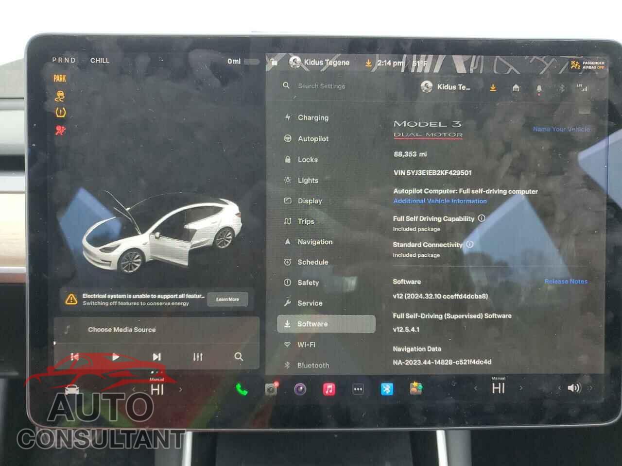TESLA MODEL 3 2019 - 5YJ3E1EB2KF429501