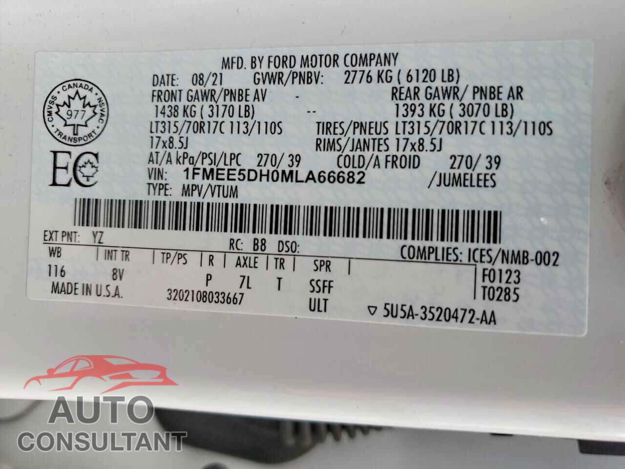 FORD BRONCO 2021 - 1FMEE5DH0MLA66682