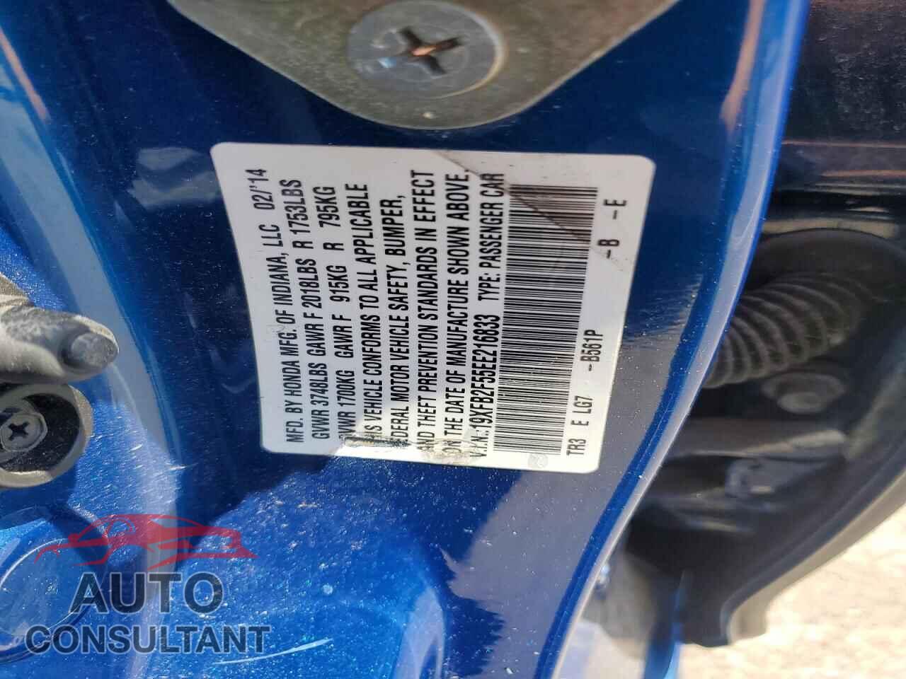 HONDA CIVIC 2014 - 19XFB2F55EE216833