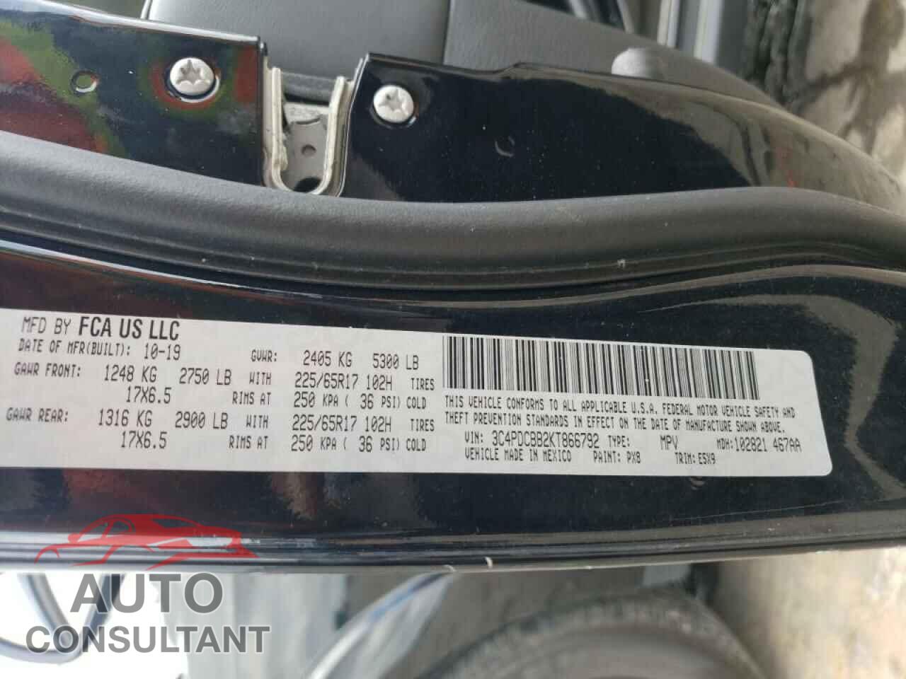 DODGE JOURNEY 2019 - 3C4PDCBB2KT866792