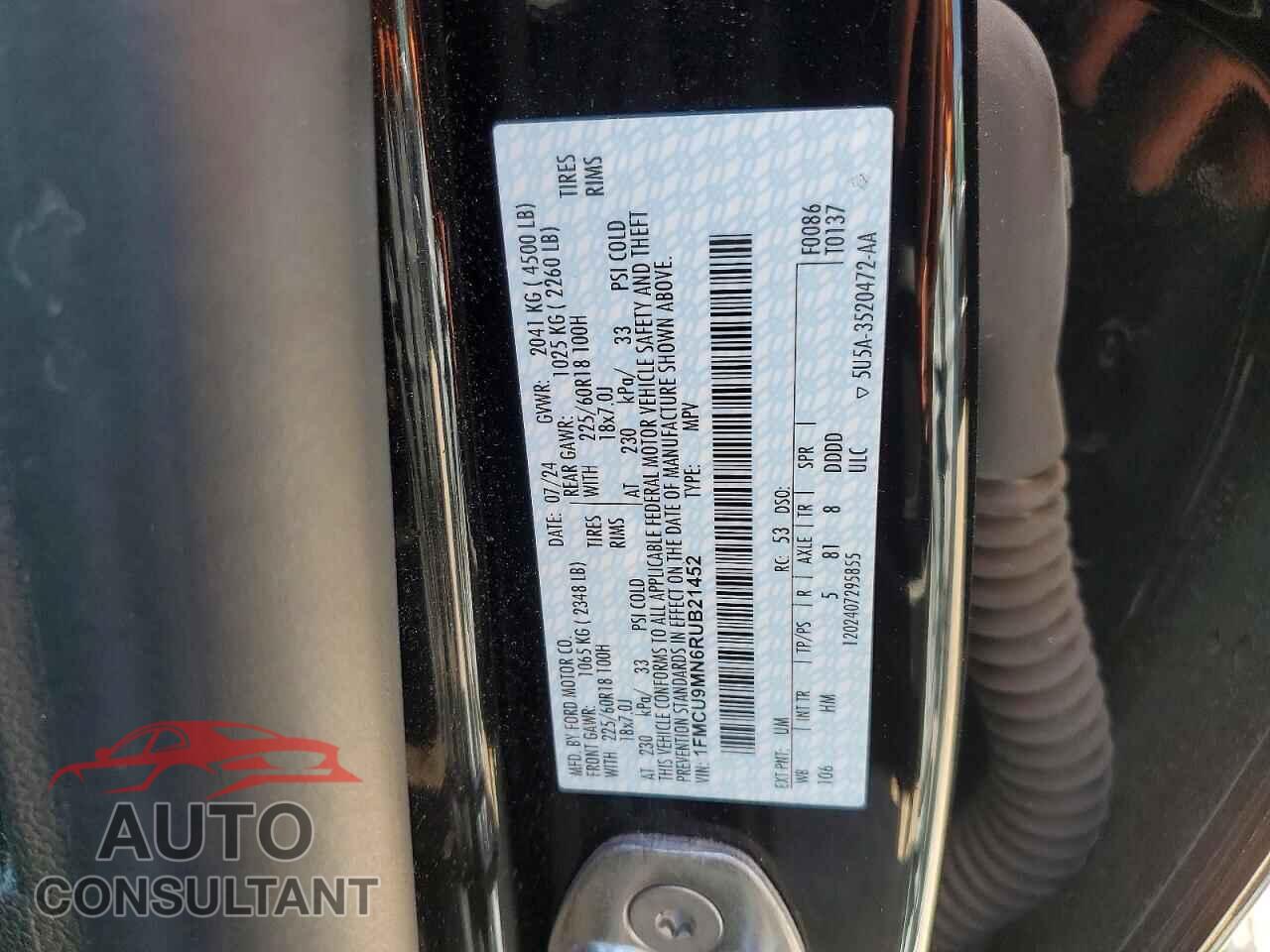 FORD ESCAPE 2024 - 1FMCU9MN6RUB21452