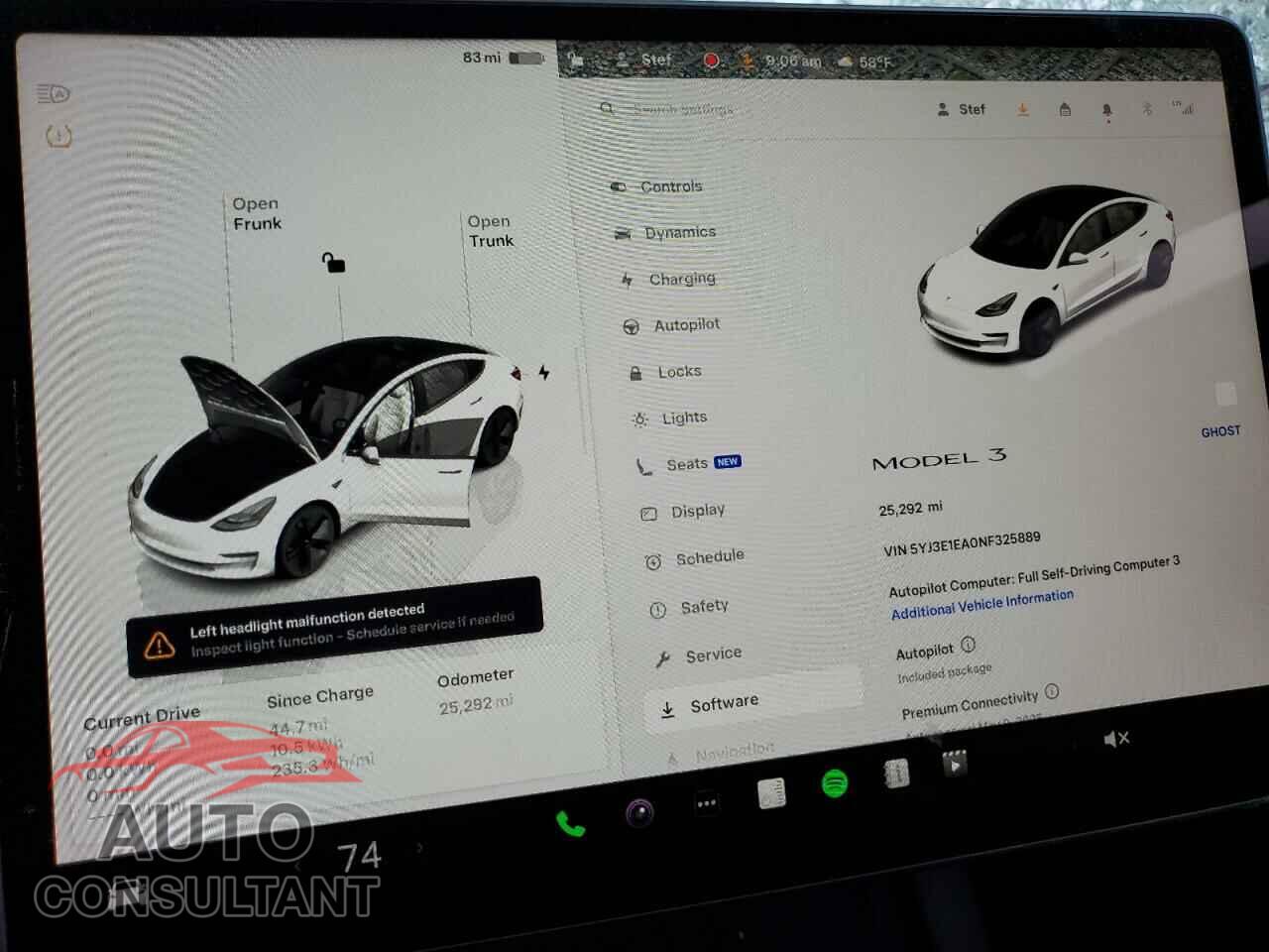 TESLA MODEL 3 2022 - 5YJ3E1EA0NF325889