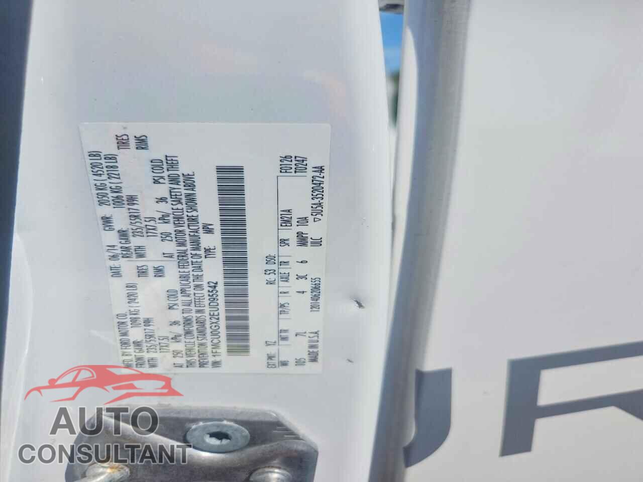 FORD ESCAPE 2014 - 1FMCU0GX2EUD95542