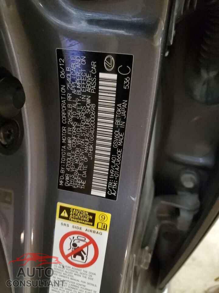 LEXUS ES350 2013 - JTHBK1GG4D2000698