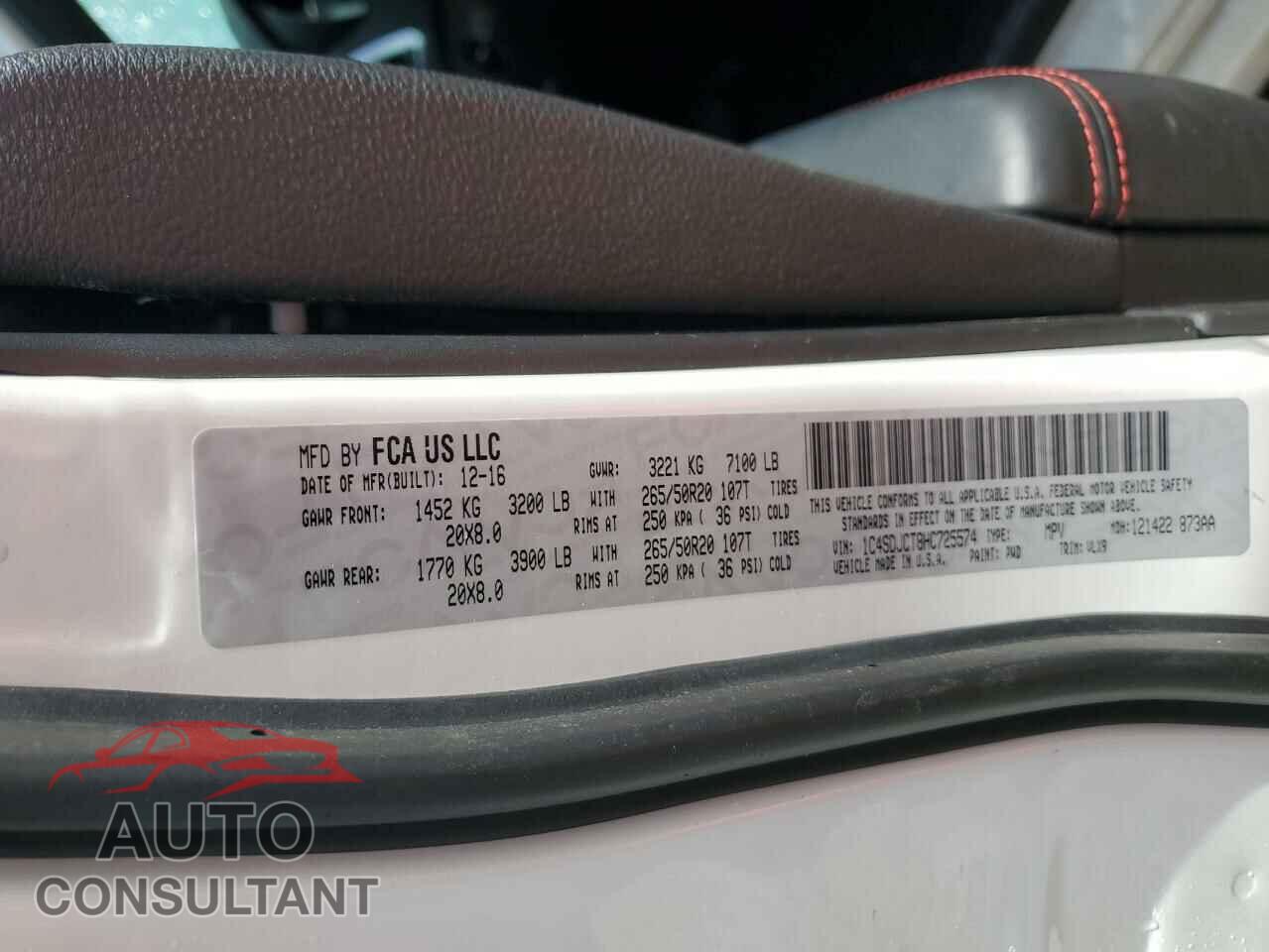 DODGE DURANGO 2017 - 1C4SDJCT8HC725574