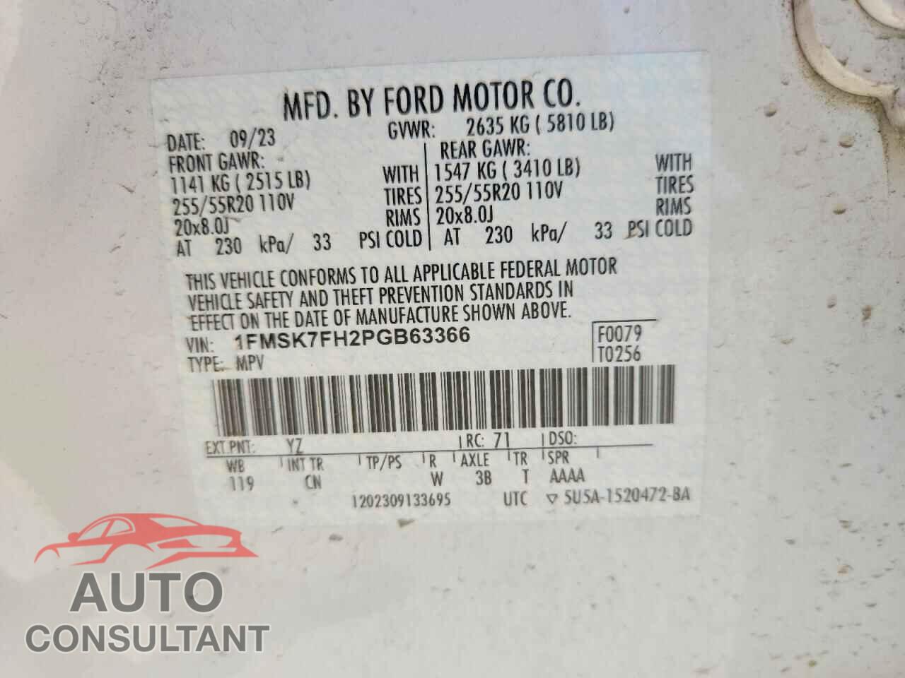 FORD EXPLORER 2023 - 1FMSK7FH2PGB63366