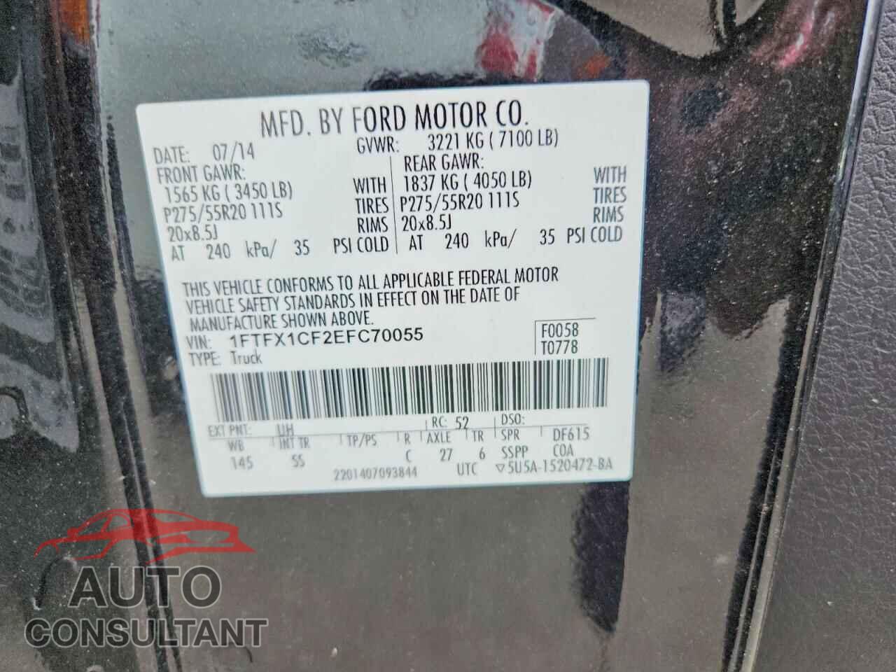 FORD F150 2014 - 1FTFX1CF2EFC70055