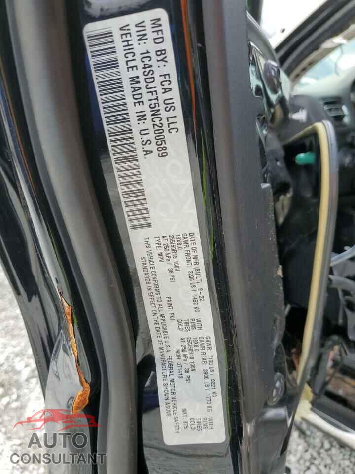 DODGE DURANGO 2022 - 1C4SDJFT5NC200589