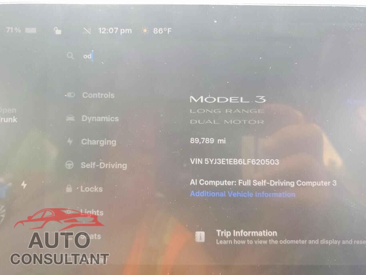 TESLA MODEL 3 2020 - 5YJ3E1EB6LF620503