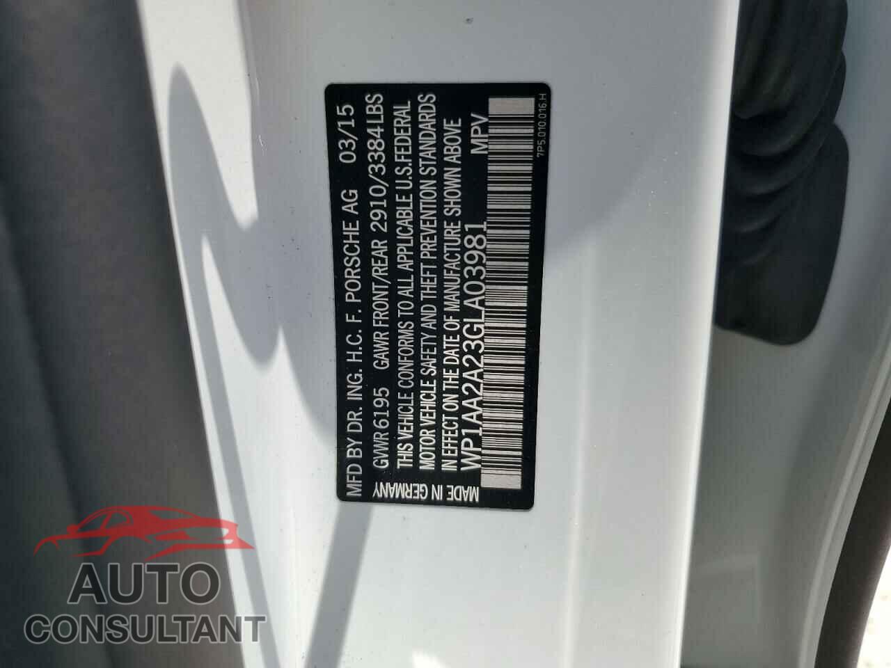 PORSCHE CAYENNE 2016 - WP1AA2A23GLA03981