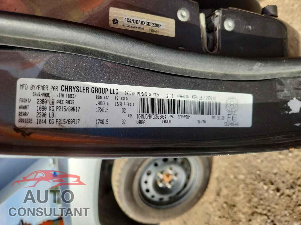 JEEP COMPASS 2012 - 1C4NJDABXCD523064