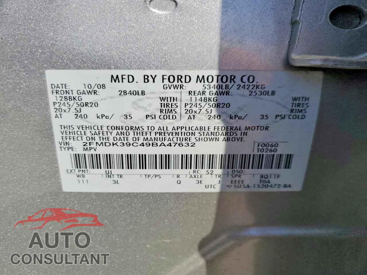 FORD EDGE 2009 - 2FMDK39C49BA47632