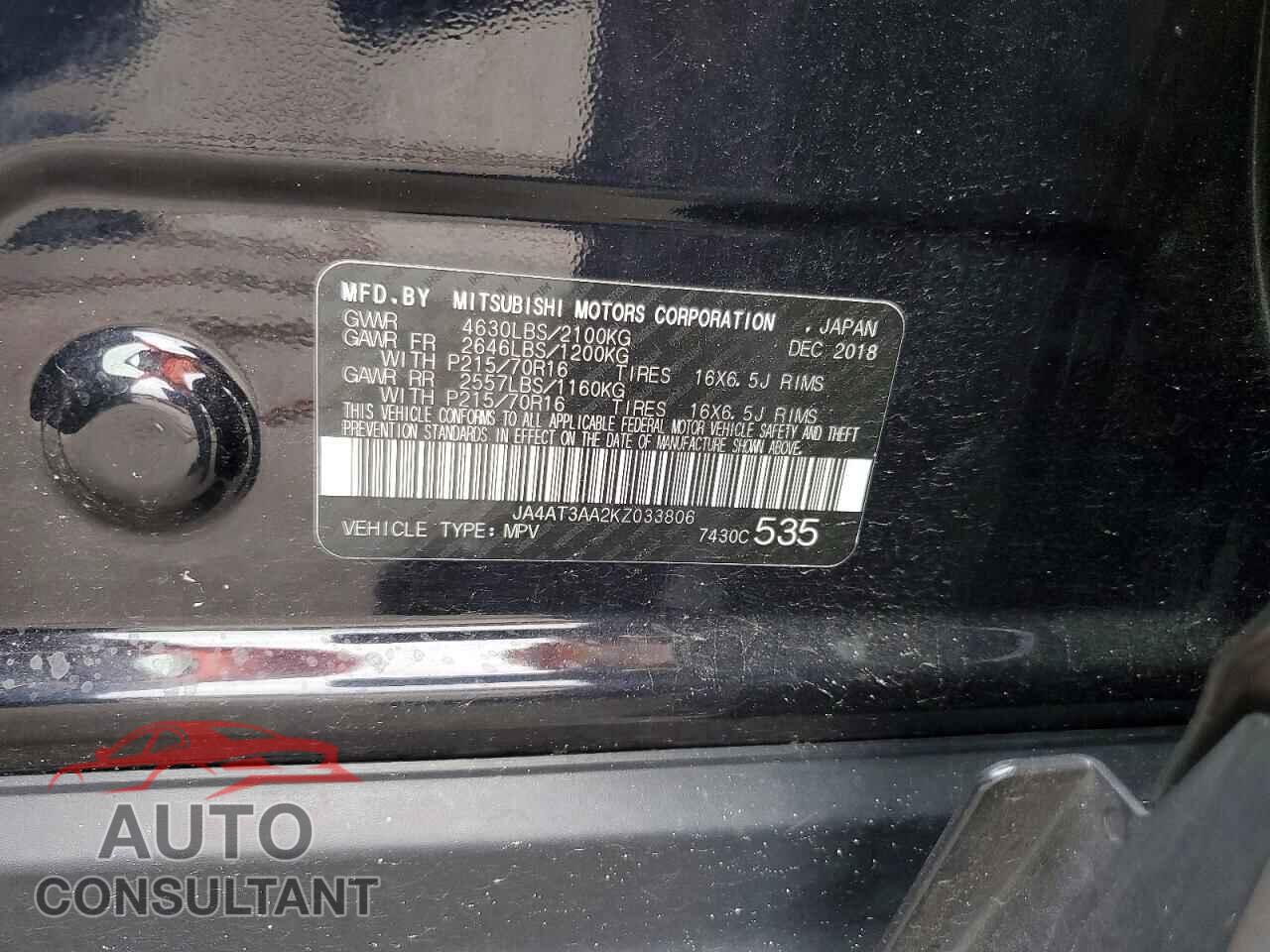 MITSUBISHI ECLIPSE 2019 - JA4AT3AA2KZ033806