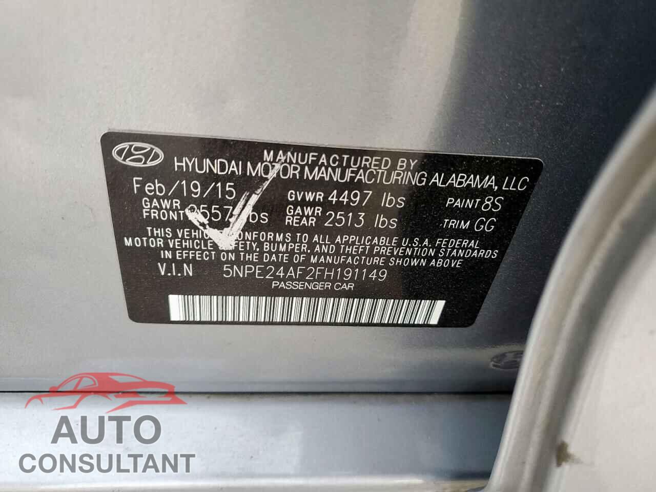 HYUNDAI SONATA 2015 - 5NPE24AF2FH191149