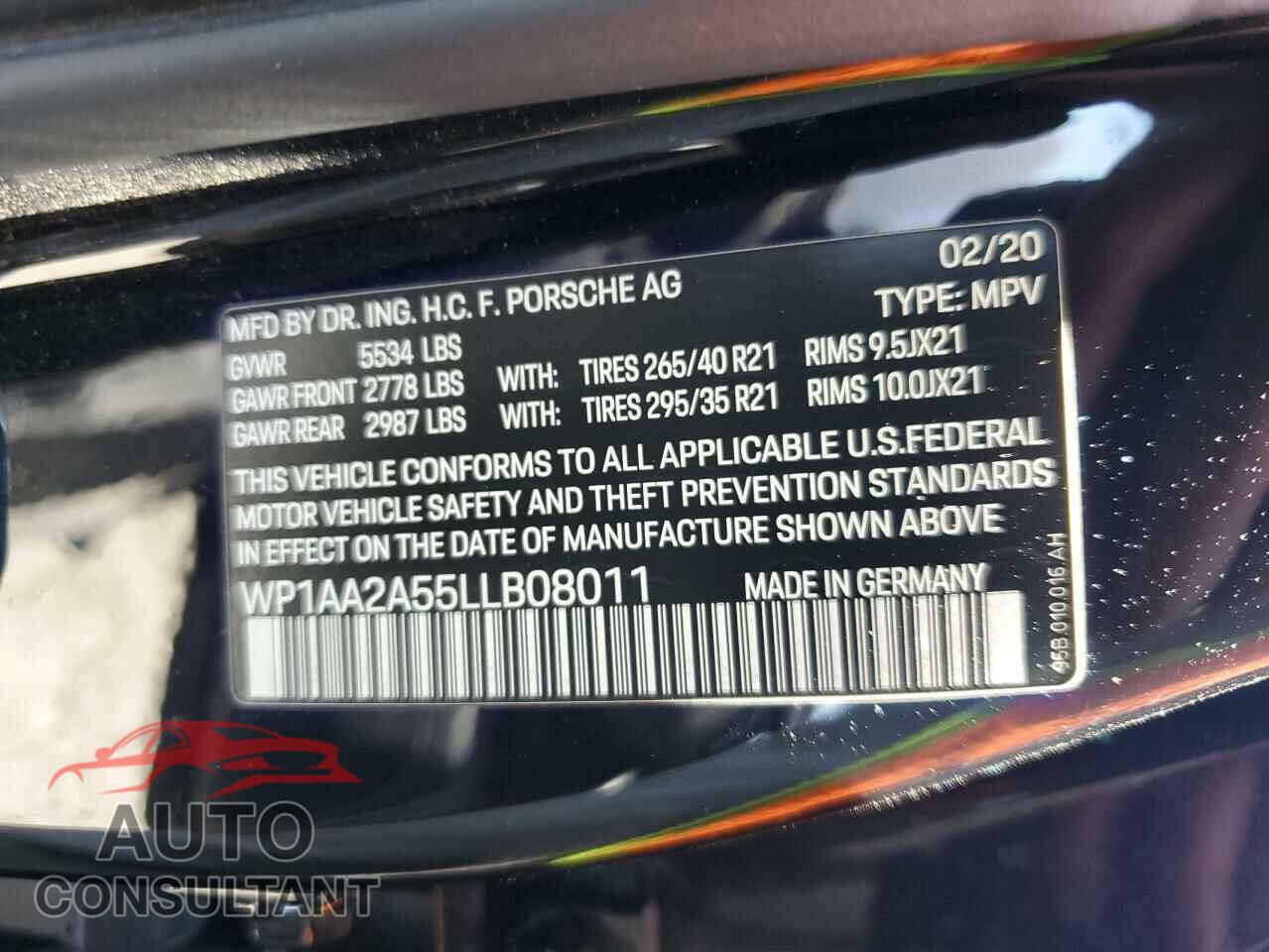 PORSCHE MACAN 2020 - WP1AA2A55LLB08011