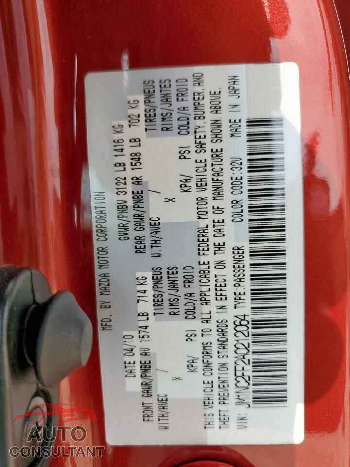 MAZDA MX5 2010 - JM1NC2FF2A0212064