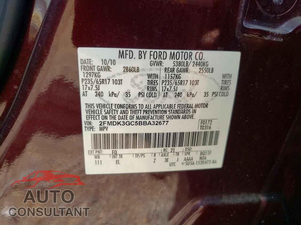 FORD EDGE 2011 - 2FMDK3GC5BBA32677