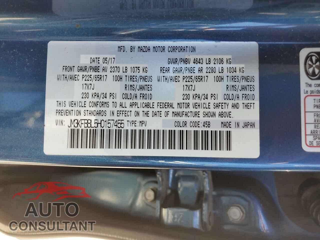 MAZDA CX-5 2017 - JM3KFBBL5H0157455