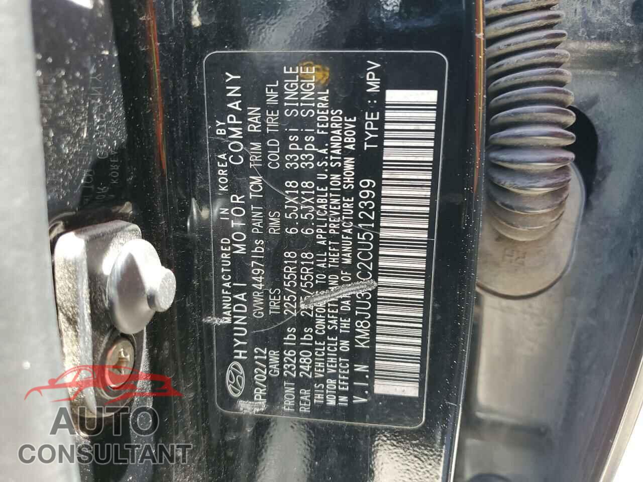 HYUNDAI TUCSON 2012 - KM8JU3AC2CU512399