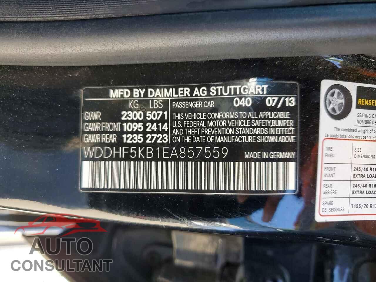 MERCEDES-BENZ E-CLASS 2014 - WDDHF5KB1EA857559