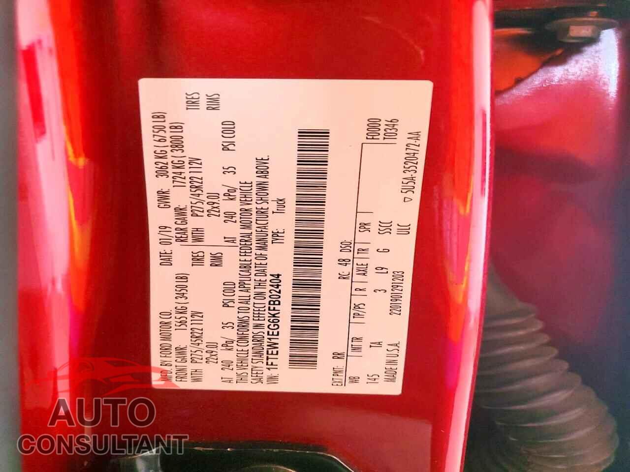 FORD F150 2019 - 1FTEW1EG6KFB02404