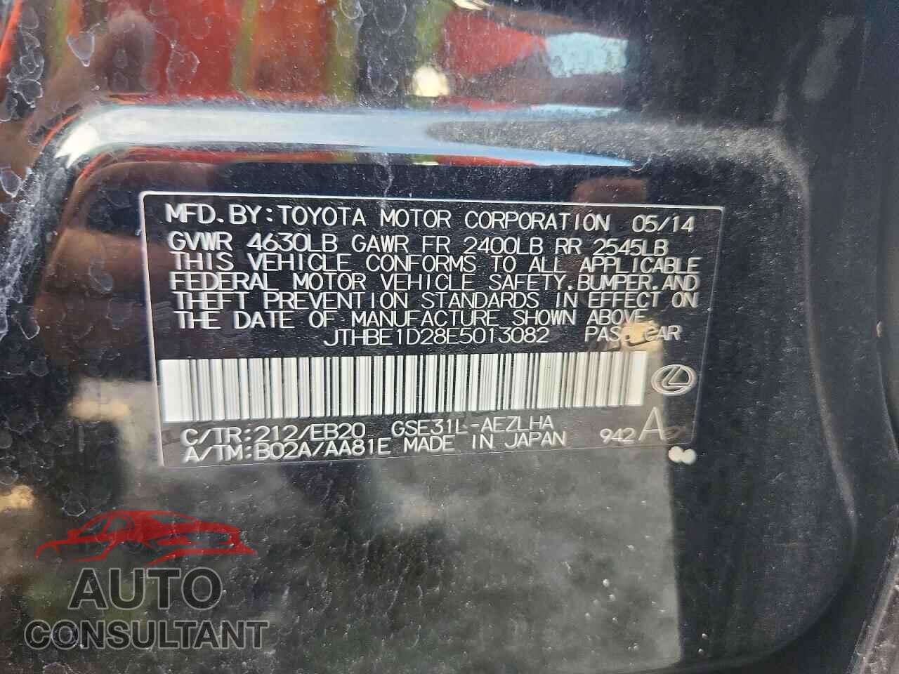 LEXUS IS 2014 - JTHBE1D28E5013082