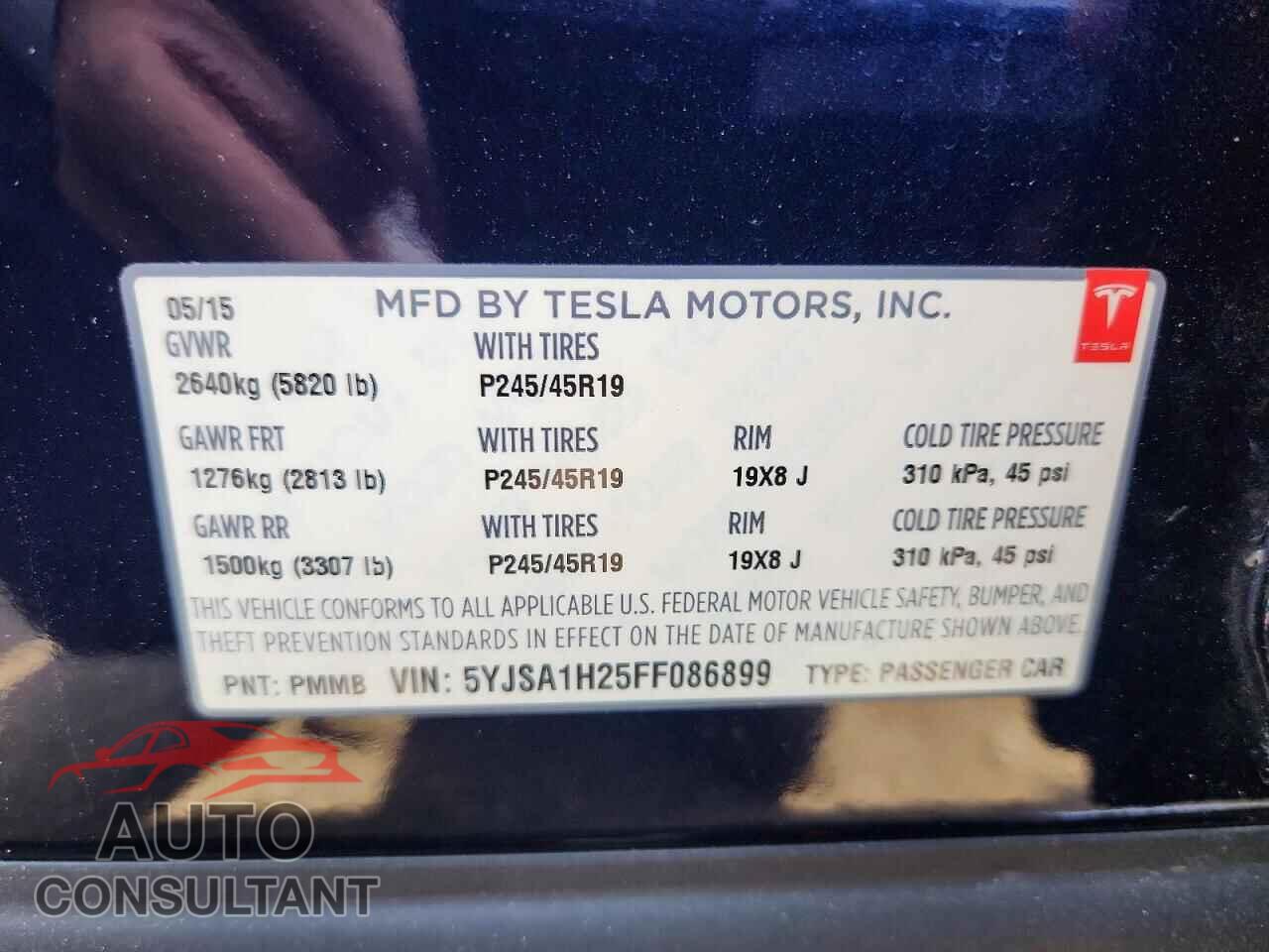 TESLA MODEL S 2015 - 5YJSA1H25FF086899