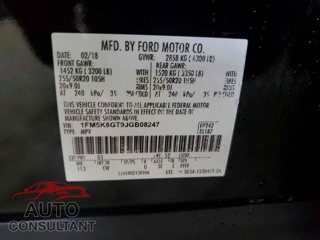 FORD EXPLORER 2018 - 1FM5K8GT9JGB08247