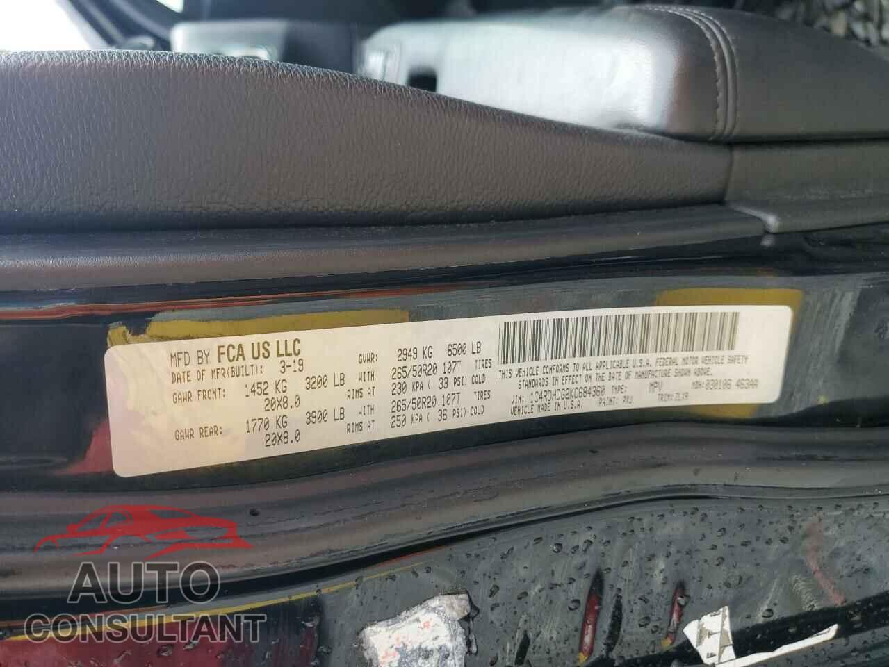 DODGE DURANGO 2019 - 1C4RDHDG2KC684360