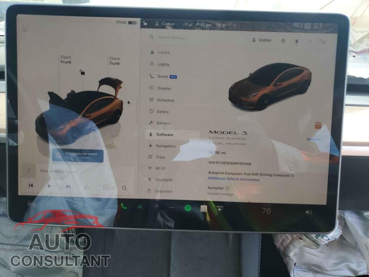 TESLA MODEL 3 2022 - 5YJ3E1EB9NF201144