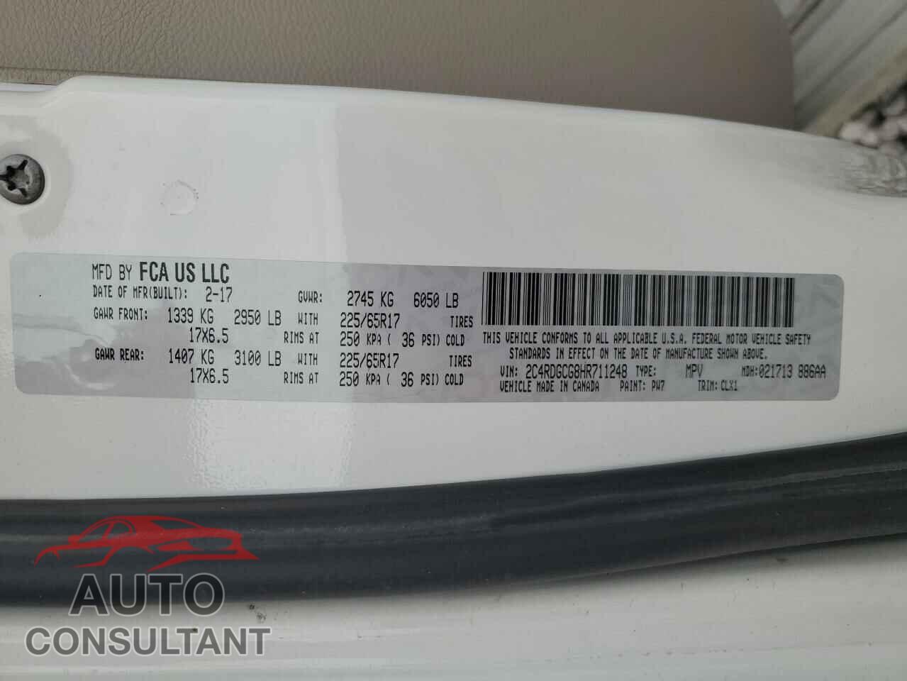 DODGE CARAVAN 2017 - 2C4RDGCG8HR711248