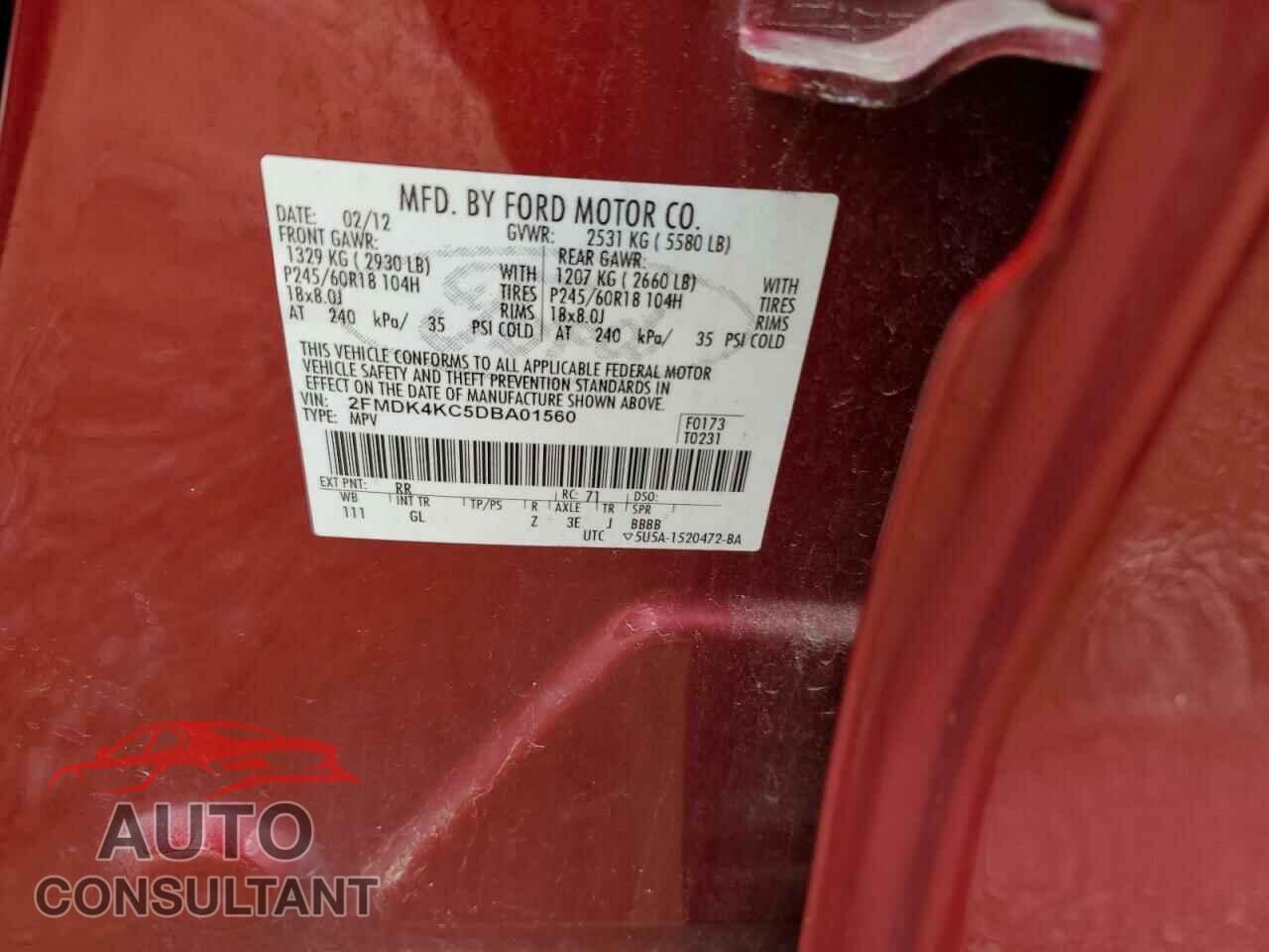FORD EDGE 2013 - 2FMDK4KC5DBA01560