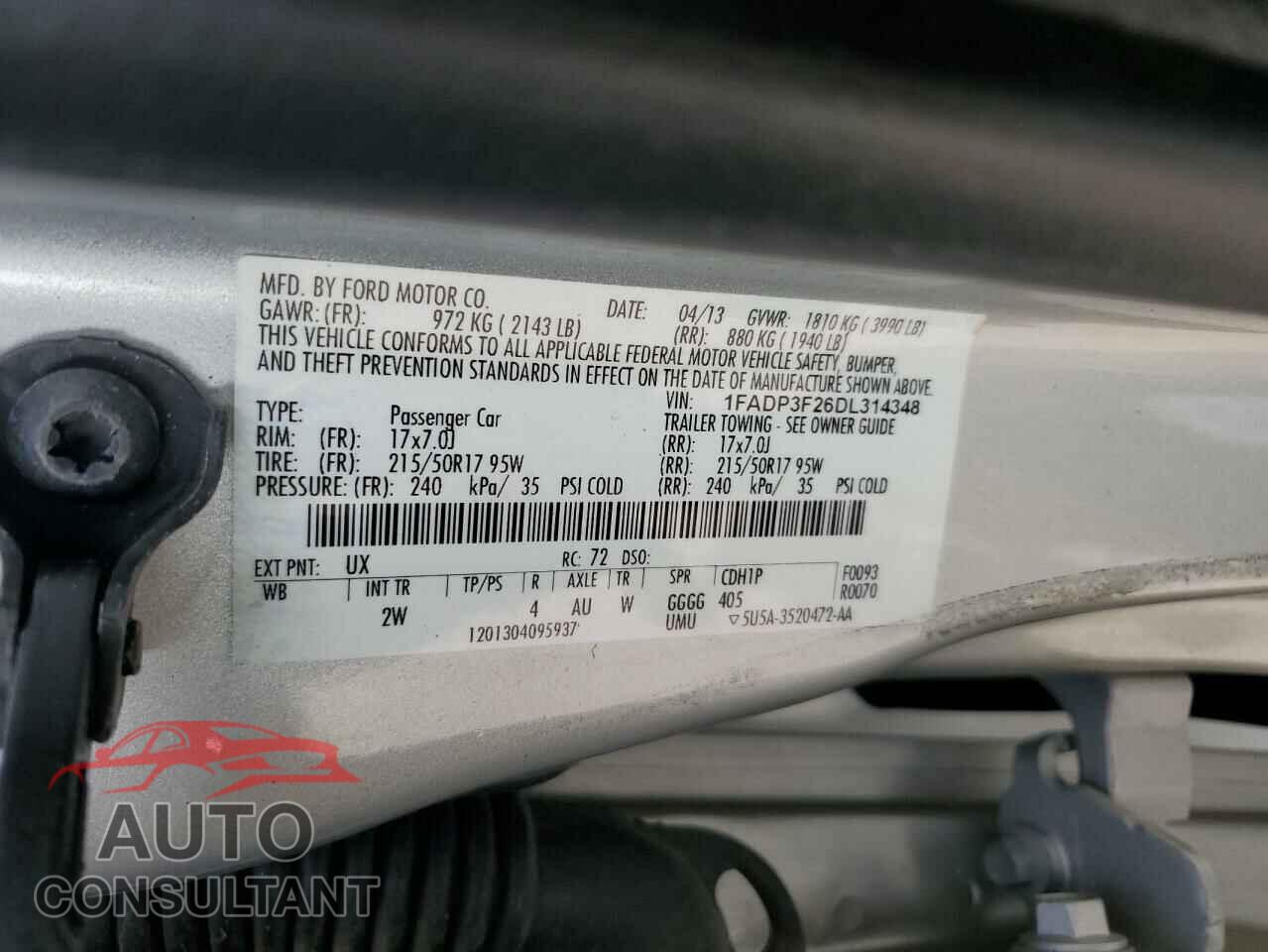FORD FOCUS 2013 - 1FADP3F26DL314348