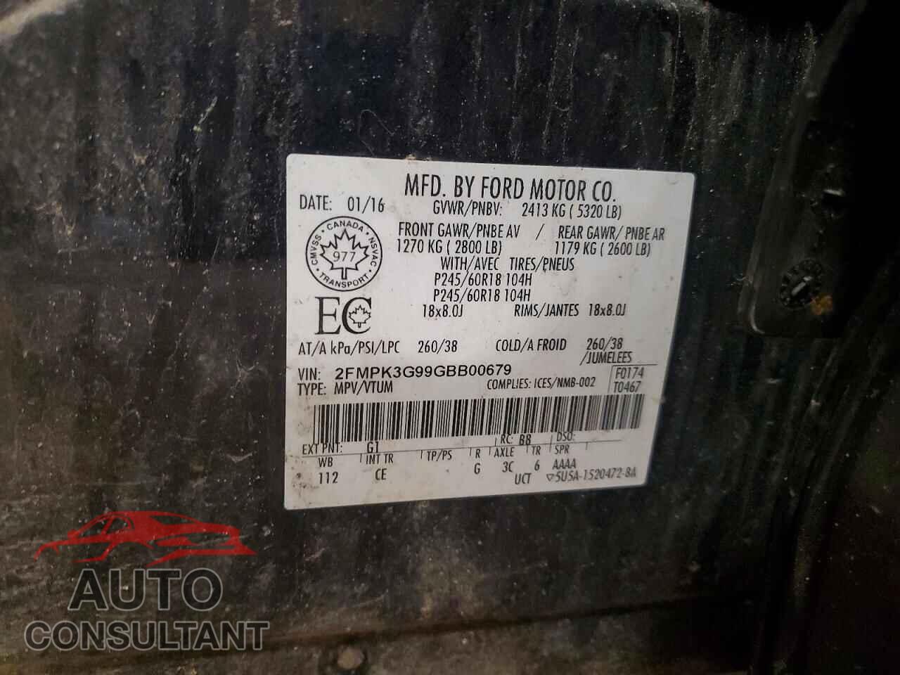 FORD EDGE 2016 - 2FMPK3G99GBB00679