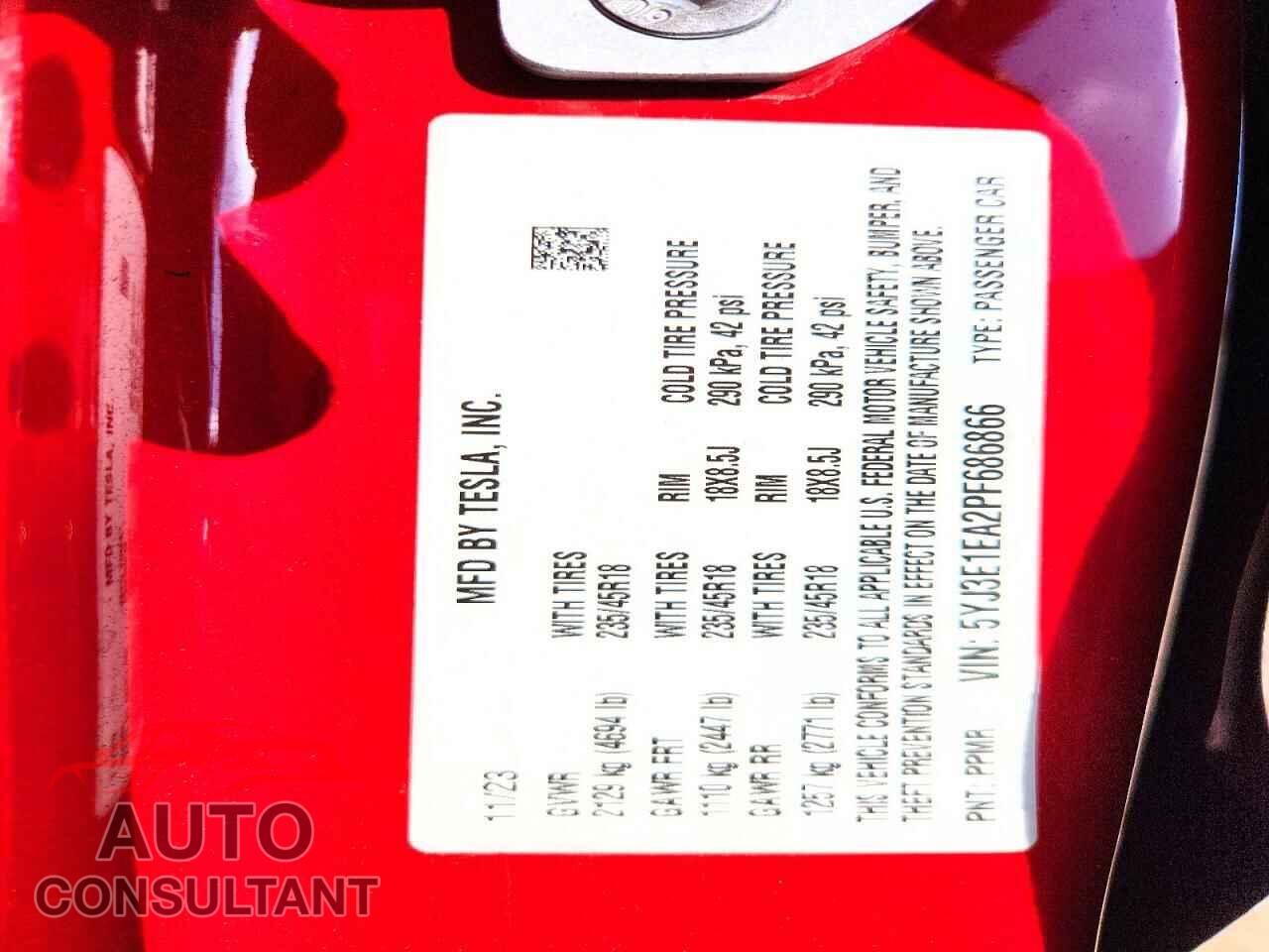 TESLA MODEL 3 2023 - 5YJ3E1EA2PF686866