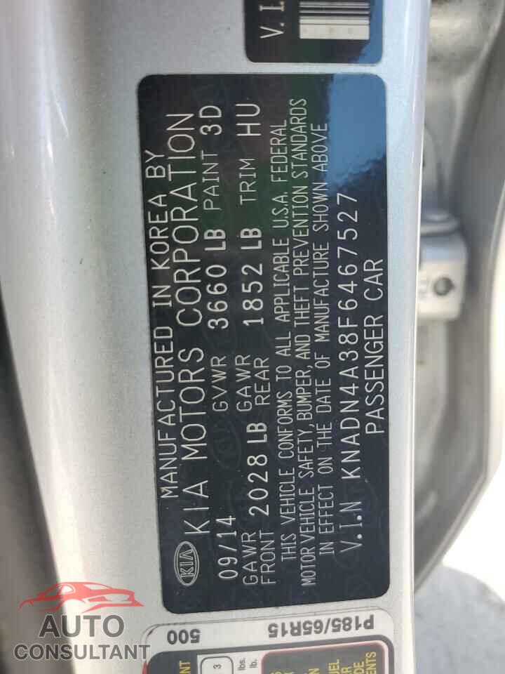 KIA RIO 2015 - KNADN4A38F6467527