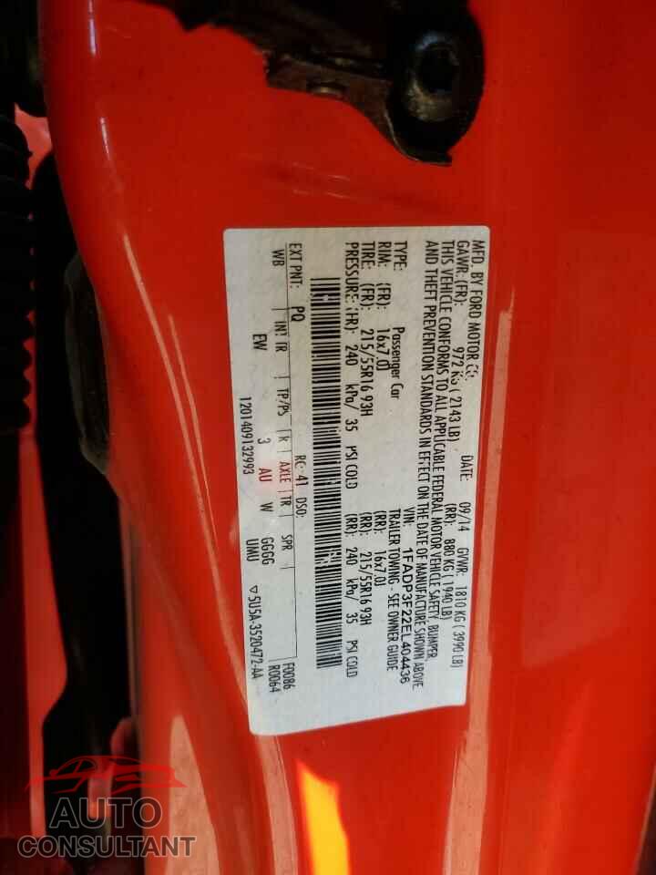 FORD FOCUS 2014 - 1FADP3F22EL404436