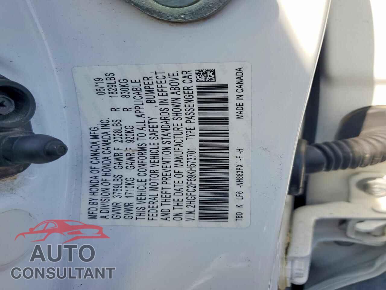 HONDA CIVIC 2019 - 2HGFC2F69KH573701