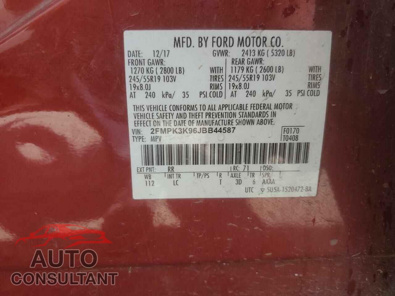 FORD EDGE 2018 - 2FMPK3K96JBB44587